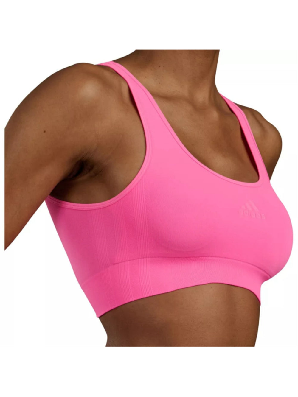 Adidas Women's XS Hot Pink Seamless Scoop Medium Impact Lounge Bra NWT