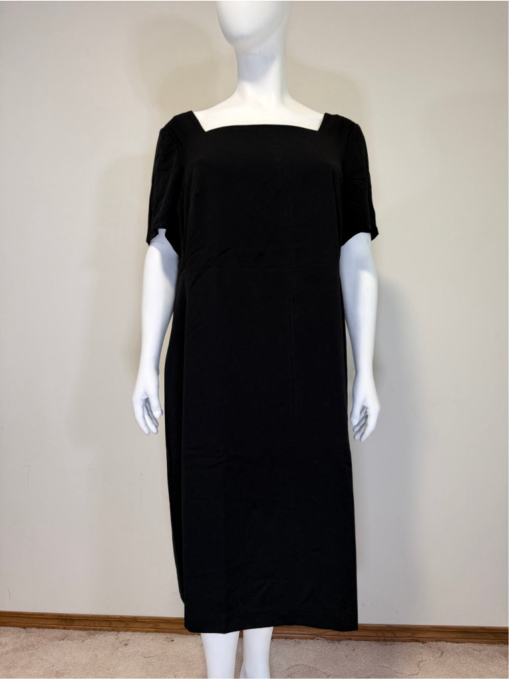 Rafaella Plus Size 22W Black Square Neck Short Sleeve Formal Dress NWT