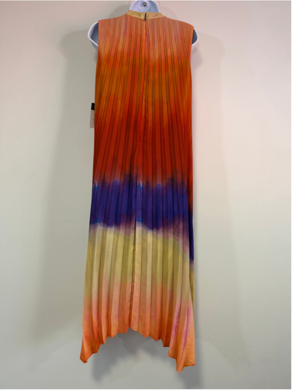 Tahari ASL Size 4 Pleated Watercolor Colorblock Pleated Midi Dress NWT