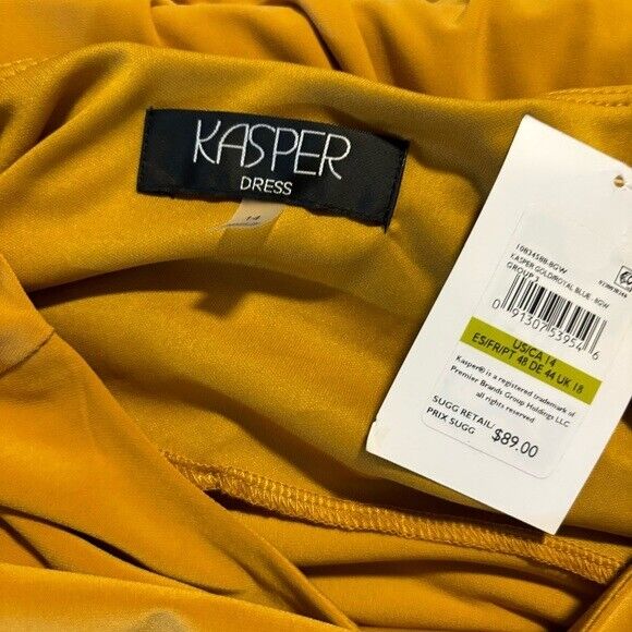 Kasper Womens Plus Knit Colorblock Gold and Blue Sheath Dress NWT