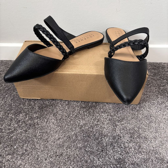 Journee Collection Women's Size 9 Black Olivea Braided Slides / Sandals NIB