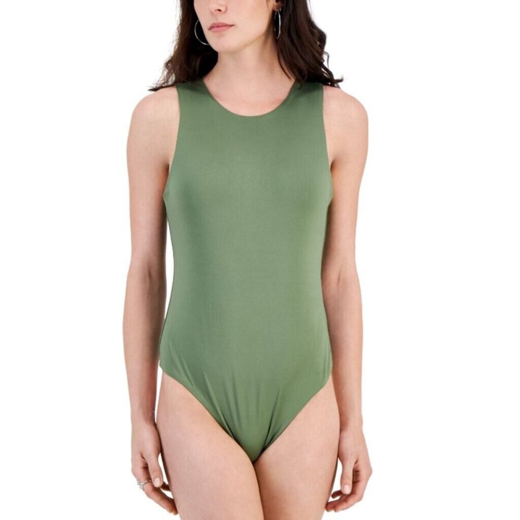 CRAVE FAME Juniors' XL Sleeveless Double Layer Crewneck Green Bodysuit NWT