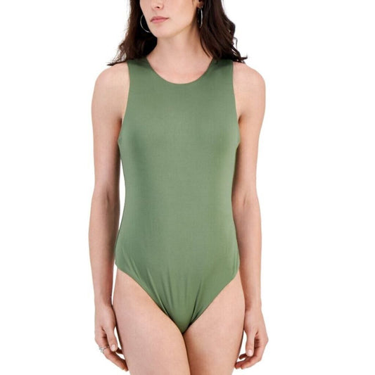 CRAVE FAME Juniors' XL Sleeveless Double Layer Crewneck Green Bodysuit NWT