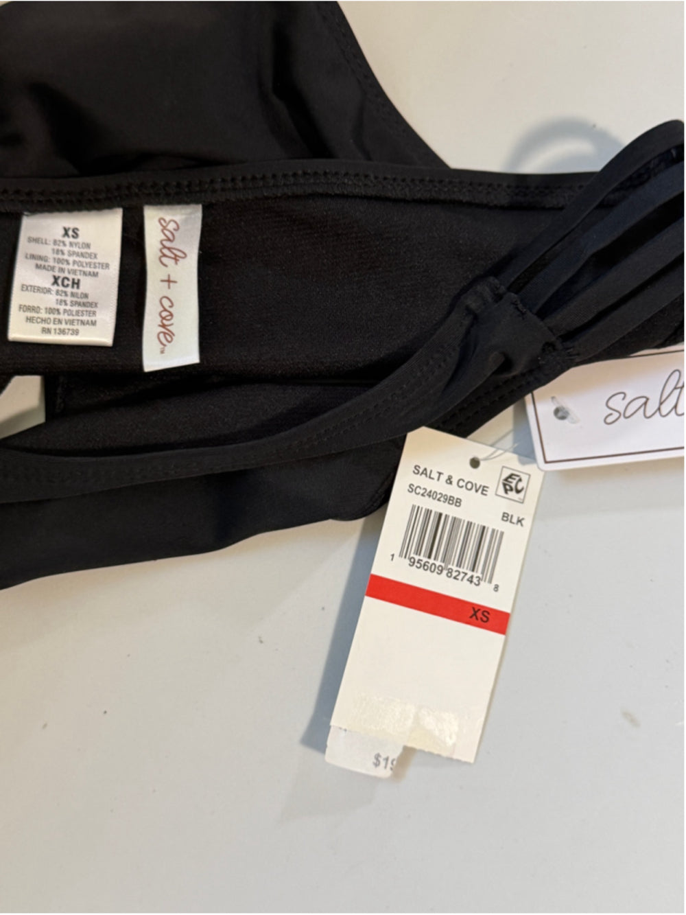 Salt + Cove Size Extra Small Black Strappy-Side Hipster Bikini Bottoms NWT