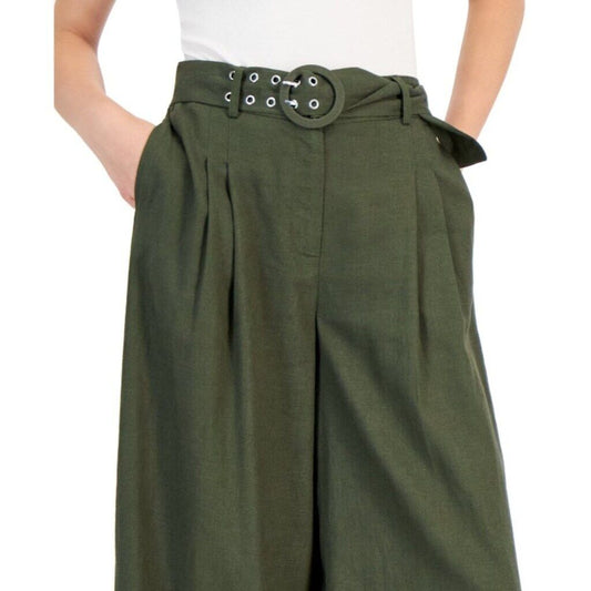 I.N.C. International Concepts Women's XL Green Linen Cropped Wide-Leg Pants NWT