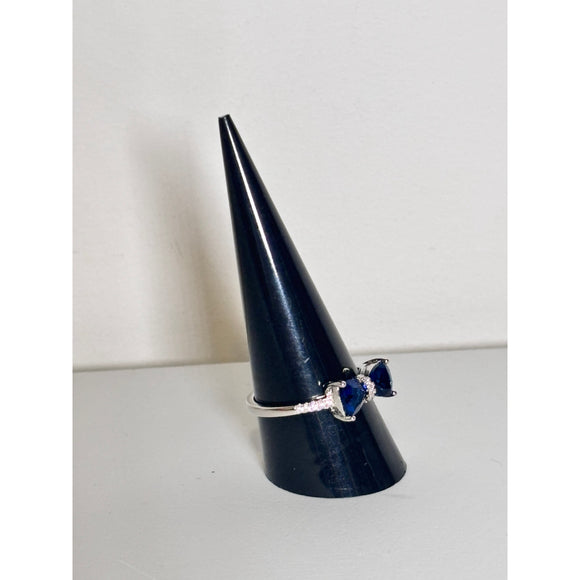 Sapphire Blue Bow Ring with Cubic Zirconia Accents NWT