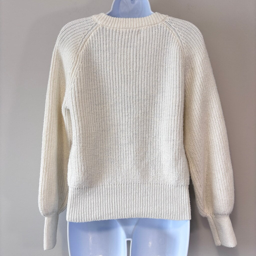 And Now This Women's Small Faux Pearl-Button White Cardigan Sweater NWT