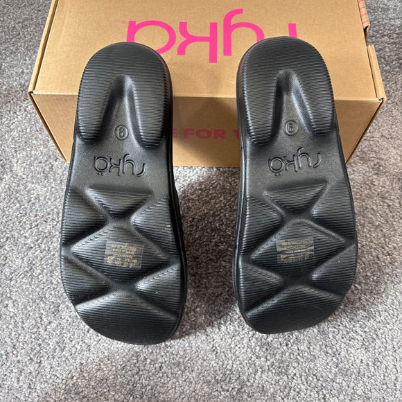 Ryka Women's 9 Black Comfortable Foot Conforming Sport Slides NIB