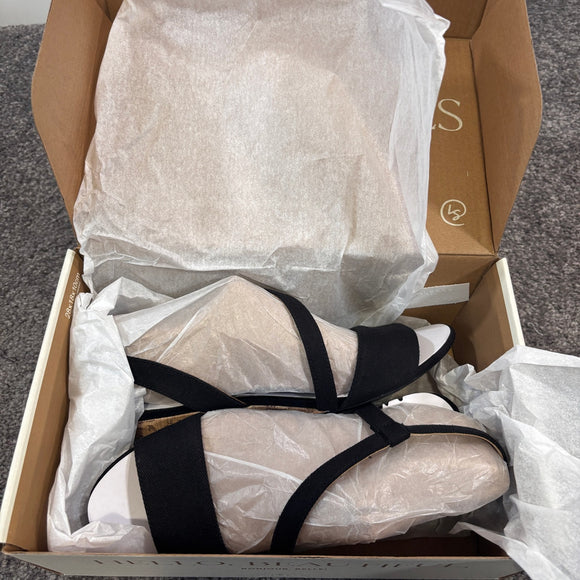 LifeStride Women's Size 6.5 Black Yasmine Strappy Wedge Sandals NIB