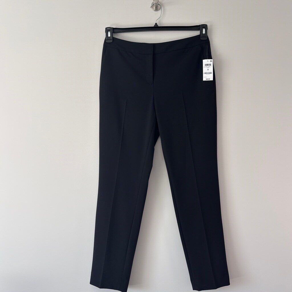 Bar III Women's Size 8 Straight-Leg Black Crepe Dress Pants NWT