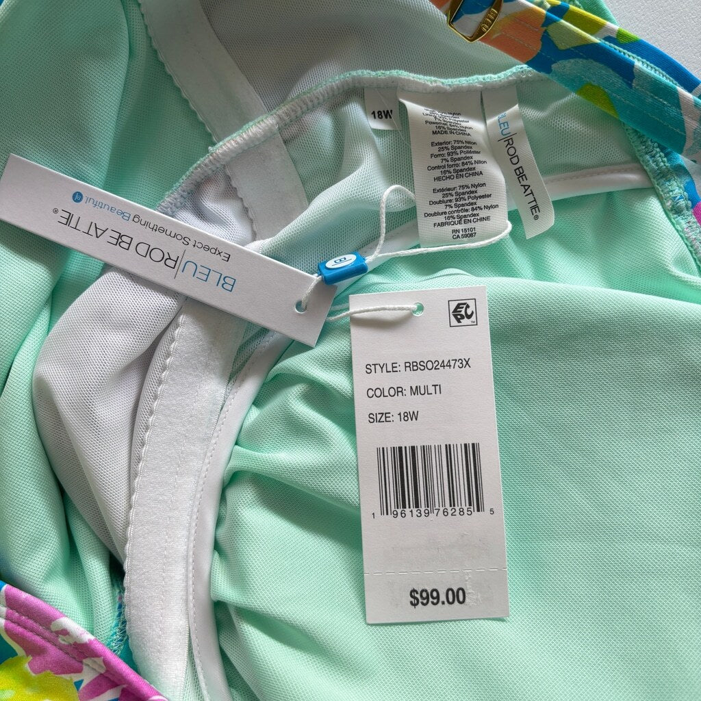 Bleu by Rod Beattie Women's Plus Size Multicolor Scoop-Neck Tankini Top NWT