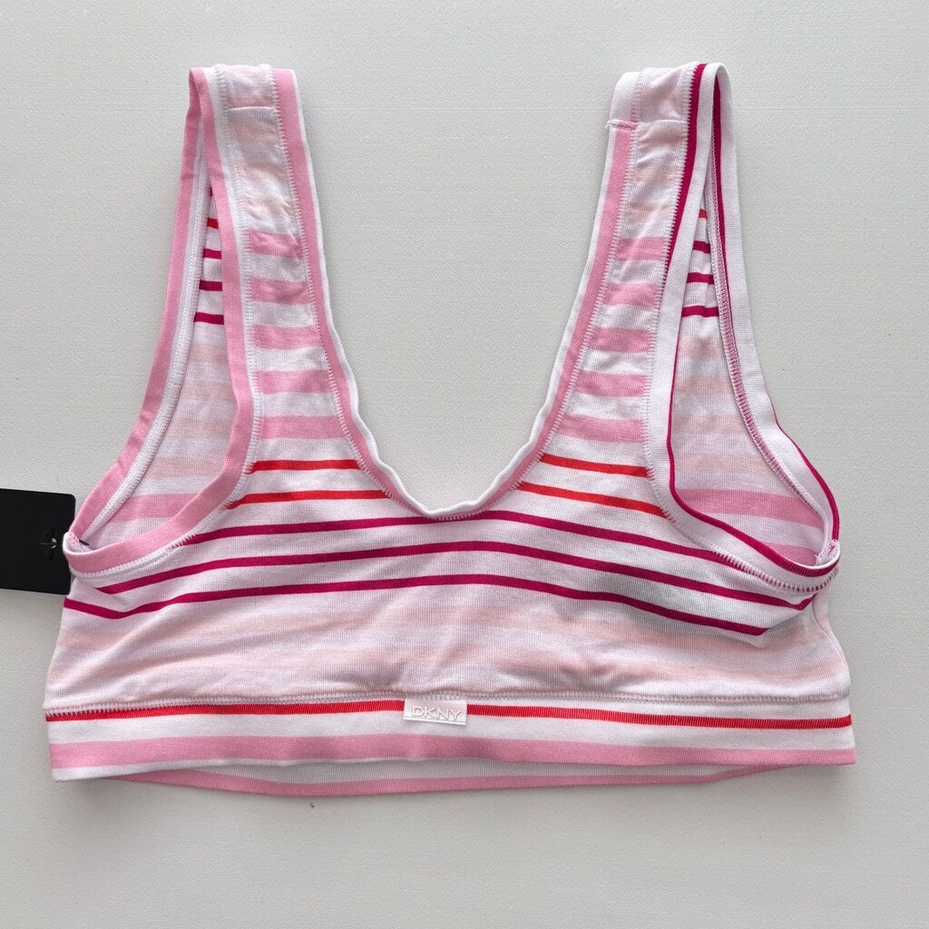 DKNY Women's Designer Pink & White Bralette / Sports Bar NWT