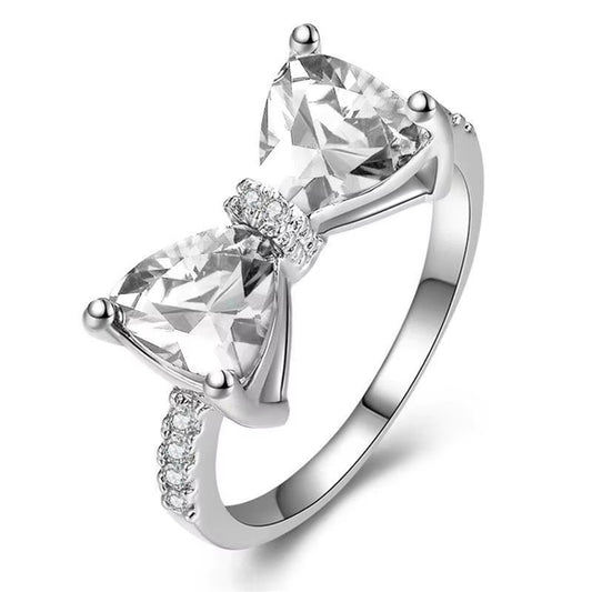 Gorgeous & Sparkly Bow Ring with Cubic Zirconia Accents NWT