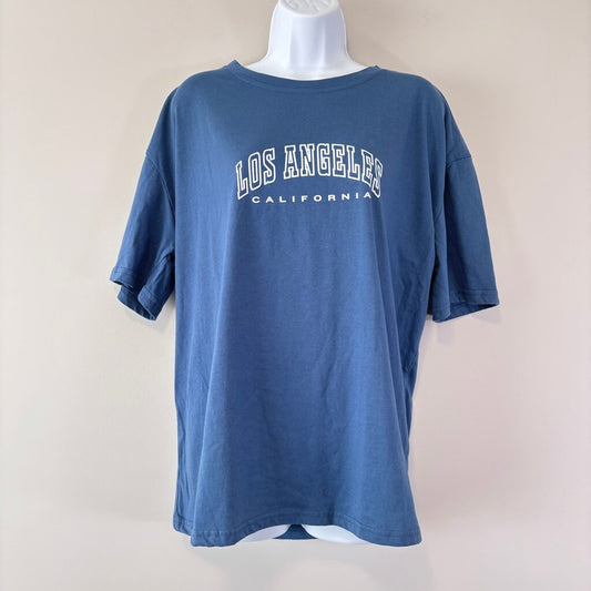 SHEIN Women's Los Angeles California Blue Oversized Short Sleeve T-Shirt NIB
