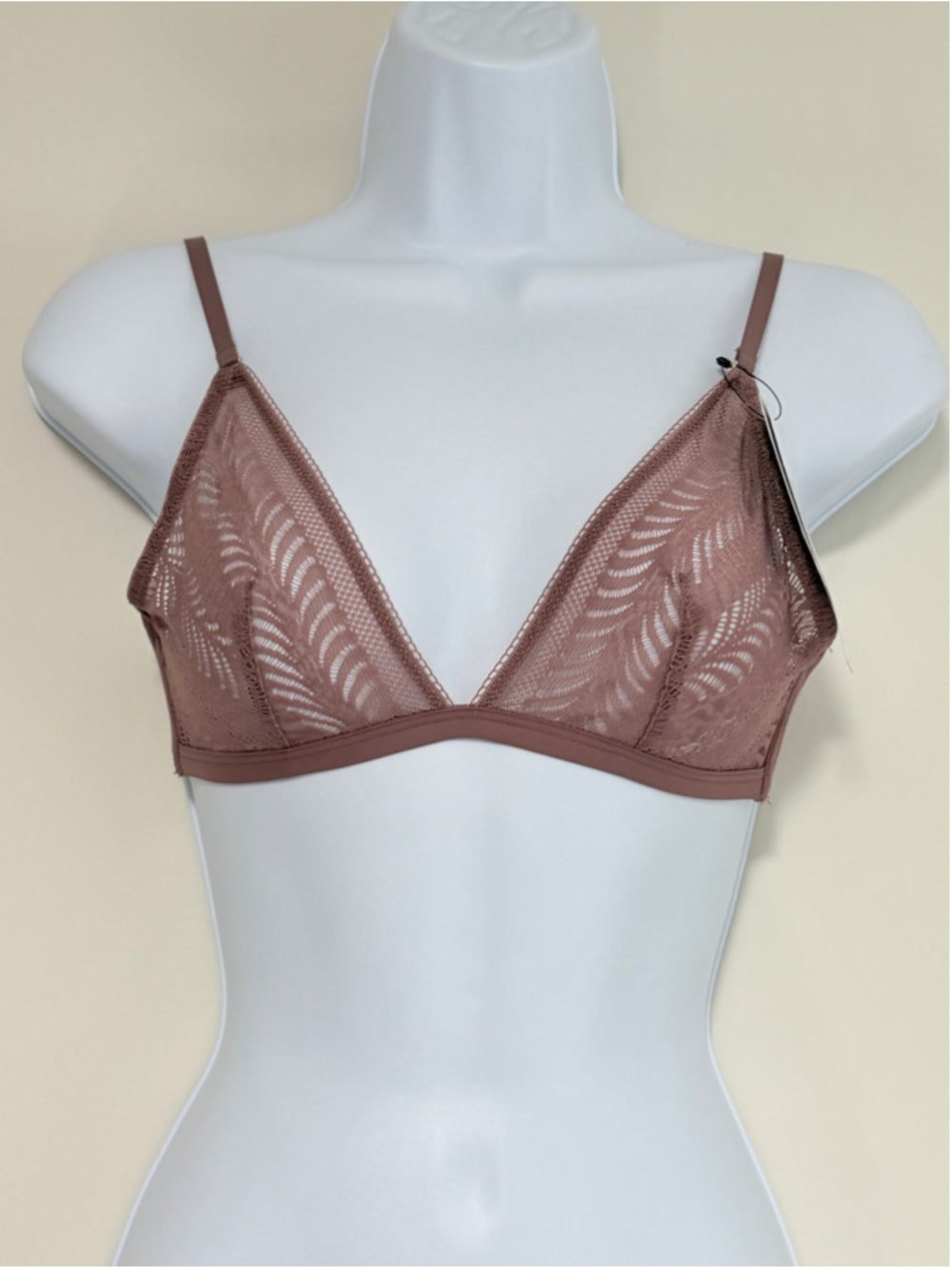Calvin Klein Women's Medium Brown Sculpt Lace Unlined Triangle Bralette NWT