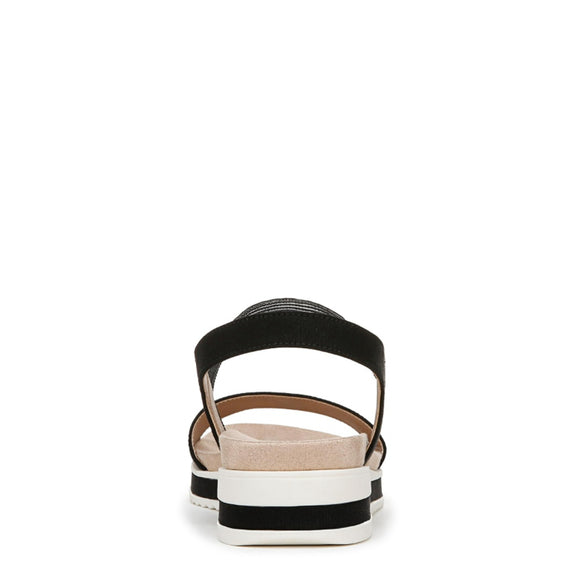 LifeStride Women's Size 8 Black Round Open Toe Wedge Slingback Sandals NIB