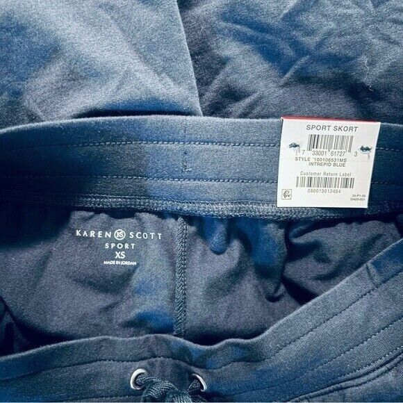 Karen Scott Knit Navy Blue Draw-String Waist Skort NWT