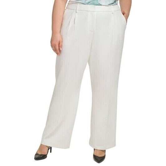 Calvin Klein Women's White High Rise Wide Leg Pants Trousers NWT