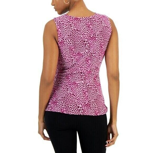 I.N.C. INTERNATIONAL CONCEPTS Pink & White Printed Crossover Tank Top NWT.