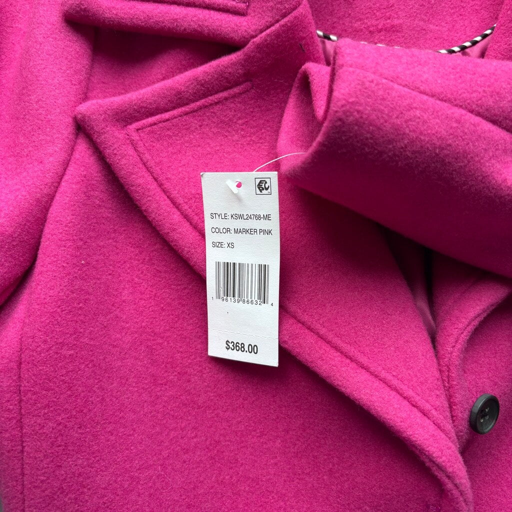 Kate Spade Women's XS Wool Marker Pink Single-Breasted Coat NWT but Damaged