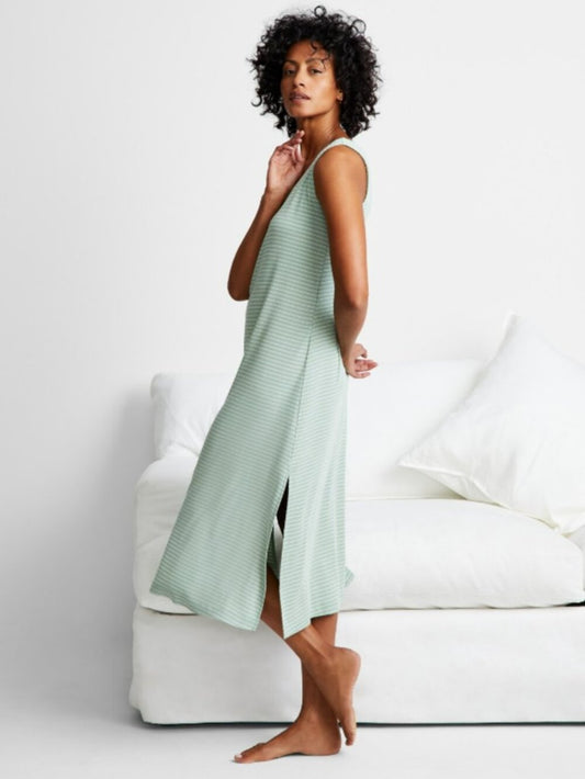 State of Day Women's Medium Green Ribbed Modal Blend Tank Nightgown NWT