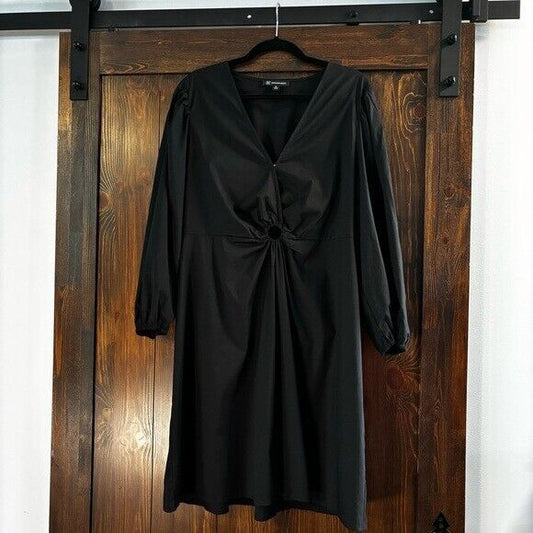 I.N.C. International Concepts Women's Black V Neck Puff Sleeve Mini Dress NWT