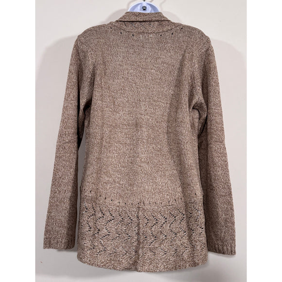 Karen Scott Women's Medium Beige Turbo Shawl-Collar Cardigan NWT