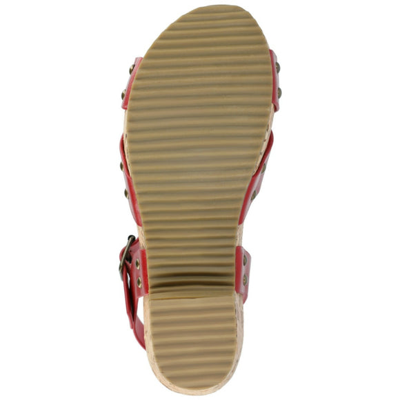 Journee Collection Women's Size 8 & 8.5 Red Cork Block Heel Valentina Shoes NIB