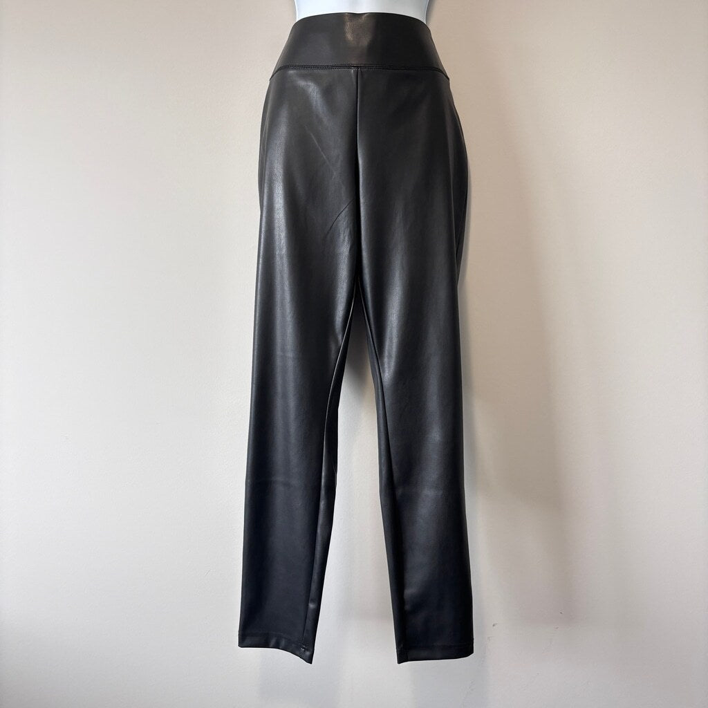 INC International Concepts Women's Size 10 Deep Black Faux-Leather Leggings NWT