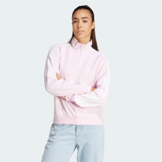 Adidas W 3S FT QZ Light Pink 1/4 Zip Sweater XS