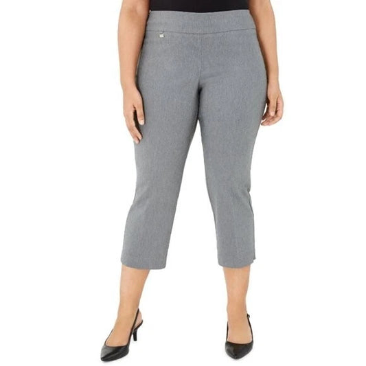 Alfani Plus Size Tummy-Control Grey Capri Dress Pants NWT