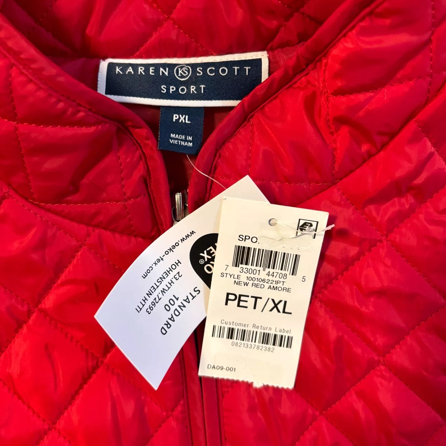 Karen Scott Solid Quilted Puffer Red Vest NWT