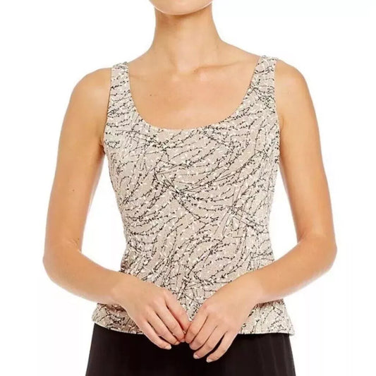 Alex Evenings Women's Printed Formal Sleeveless Top with Glitter NWT