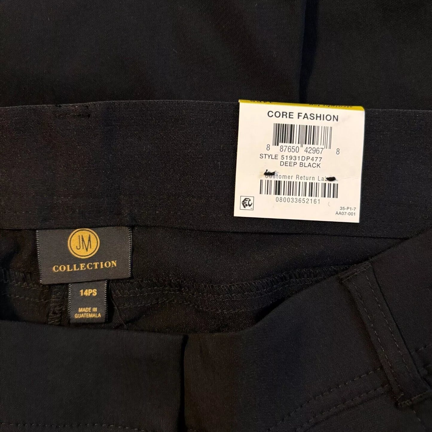 JM Collection Petite Tummy-Control Curvy Fit Black Dress Pants NWT