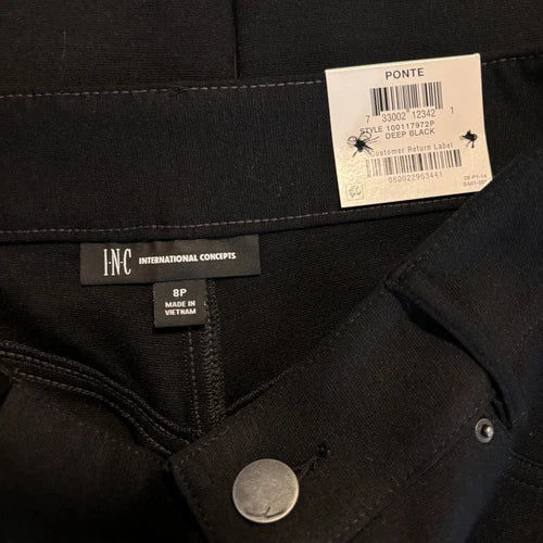 I.N.C. International Concepts 0 Petite High Waisted Curve Black Pants NWT.