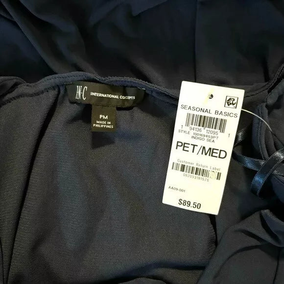 I.N.C. International Concepts Women's Large Petite Navy Halter Maxi Dress NWT