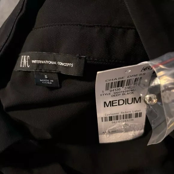 INC International Concepts Long Sleeve Collared Waist Tie Dress NWT