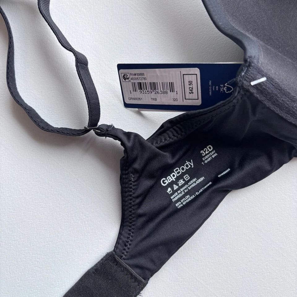 GAP GapBody Women's Black Everyday Essentials T-Shirt Bra NWT