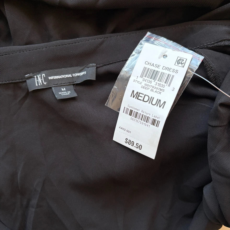 INC International Concepts Long Sleeve Collared Waist Tie Dress NWT