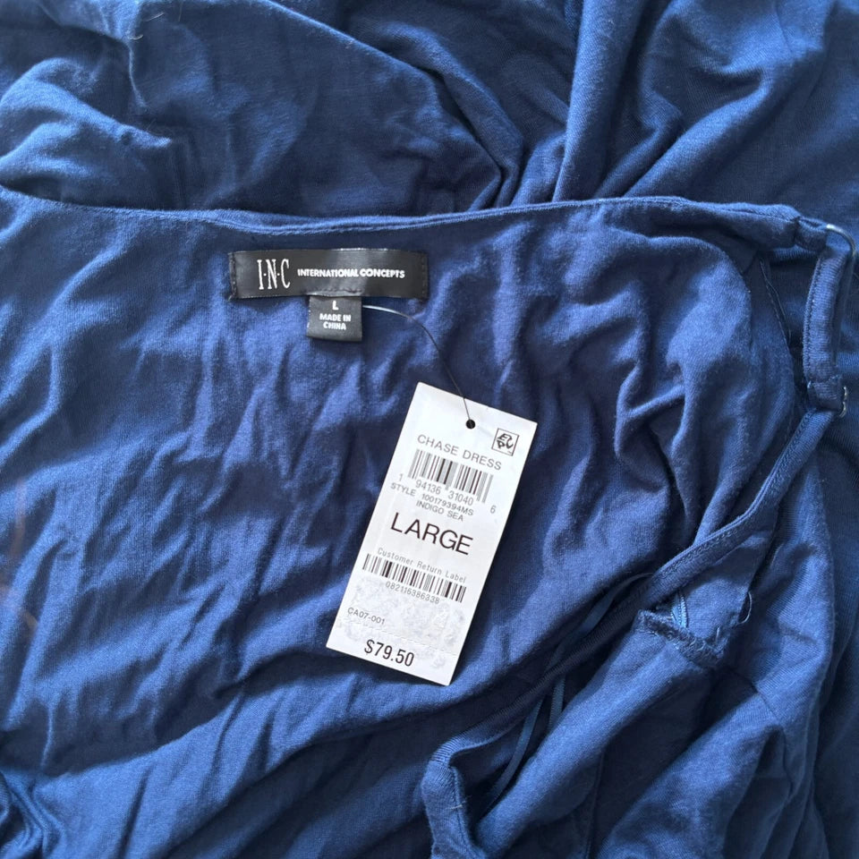 I.N.C. International Concepts Women's Navy Blue Tie-Waist Midi Dress NWT