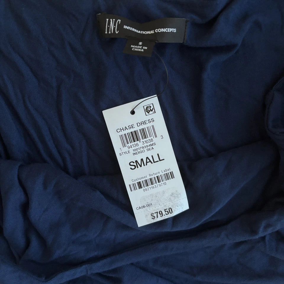 I.N.C. International Concepts Women's Navy Blue Tie-Waist Midi Dress NWT