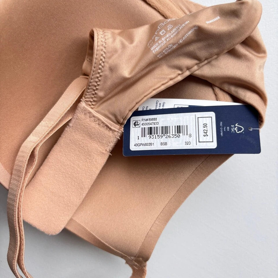 GAP GapBody Women's Dark Beige Everyday Essentials T-Shirt Bra NWT