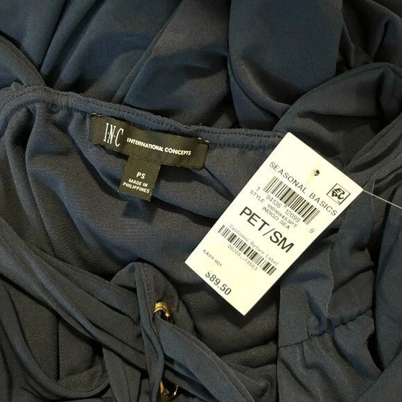 I.N.C. International Concepts Women's Large Petite Navy Halter Maxi Dress NWT